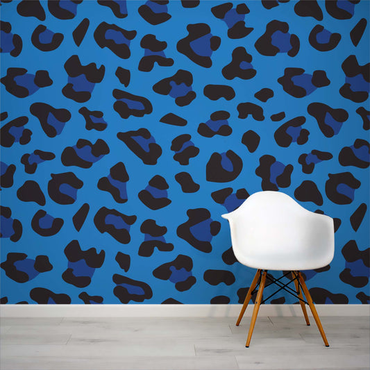 Ception - Behang met blauwe luipaardprint