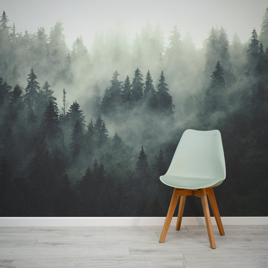 Colarded - Moody Forest Woodland Mist Wallpaper muurschildering
