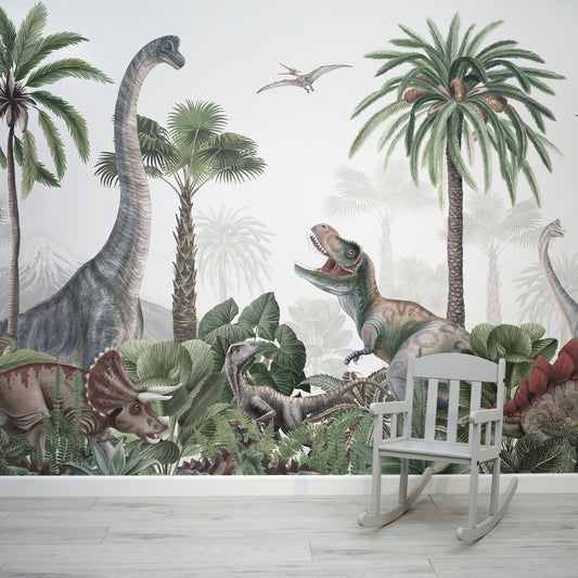 Dinosaurusbehang en muurschilderingen