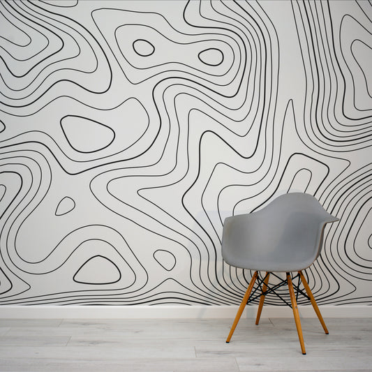 Inglans - Black & White Swirls Wallpaper muurschildering