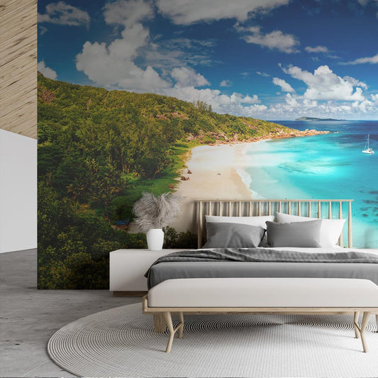 Louro - Green Bay with Beach & Yachts Wallpaper Mural