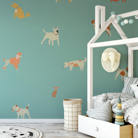 Paen wallpaper mural with a White childs bed frame | WallpaperMural.com