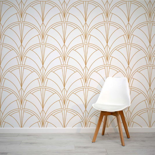 Gold art deco arches wallpaper by WallpaperMural.com