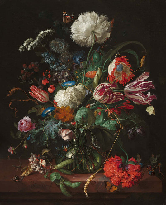 Vaas of Flowers - de Heem Vaas of Flowers Oil Painting Wallpaper Mural